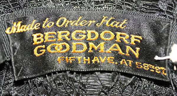 Hat, Bergdorf Goodman (American, founded 1899), straw, American