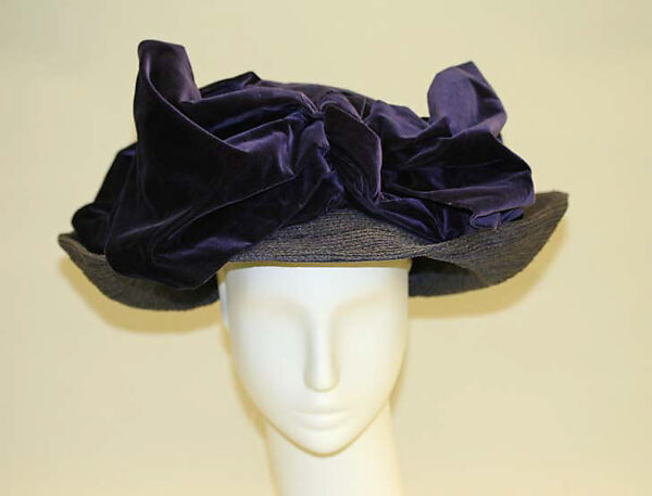 Hat, straw, silk, American 