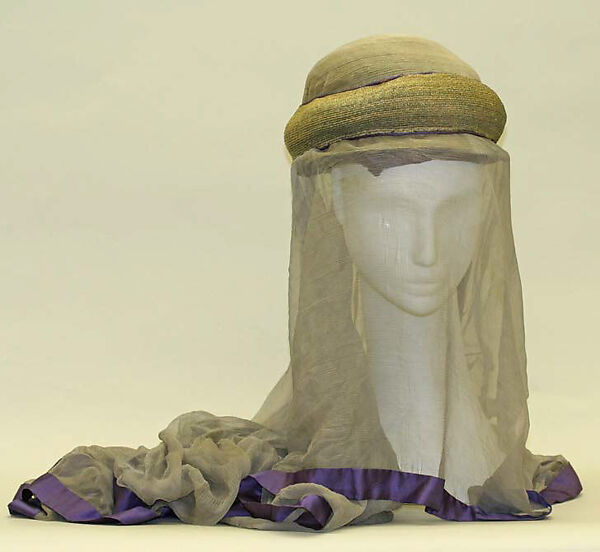 Hat, straw, silk, wire, French 