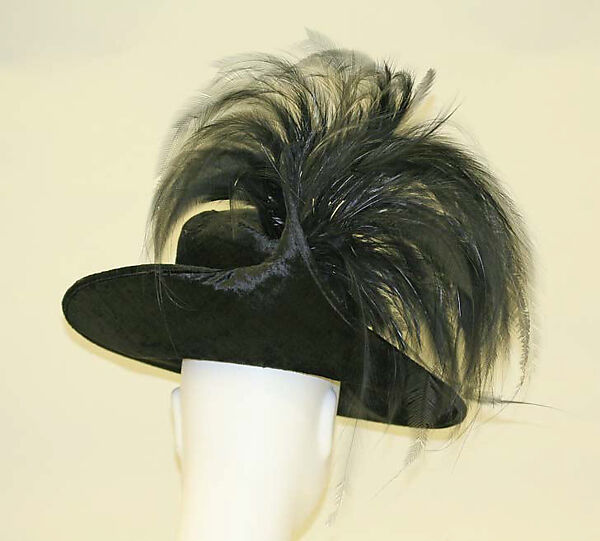 Hat, silk, feathers, American