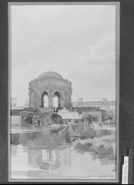 Art Palace and Lagoon, Panama-Pacific International Exposition, San Francisco, Julian Clarence Levi, Watercolor and graphite on off-white wove paper, American