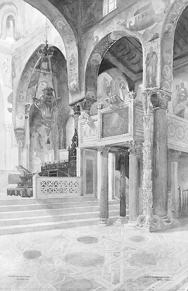 Capella Palatina, Palermo, Julian Clarence Levi, Watercolor and graphite on off-white wove paper, American 