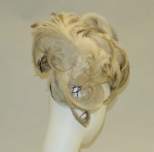 Hat, Milgrim (1927–1990), feathers, wool, horsehair, American