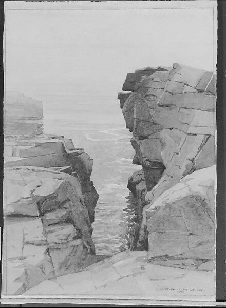 Thunder Hole, Mount Desert, Julian Clarence Levi, Watercolor and graphite on off-white wove paper, American