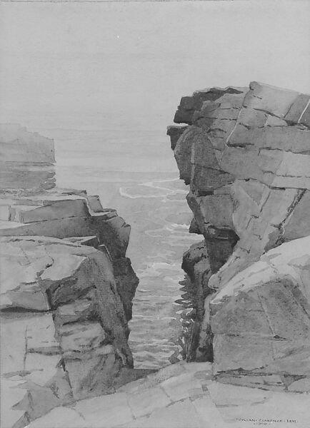 Thunder Hole, Mount Desert, Julian Clarence Levi, Watercolor and graphite on off-white wove paper, American 