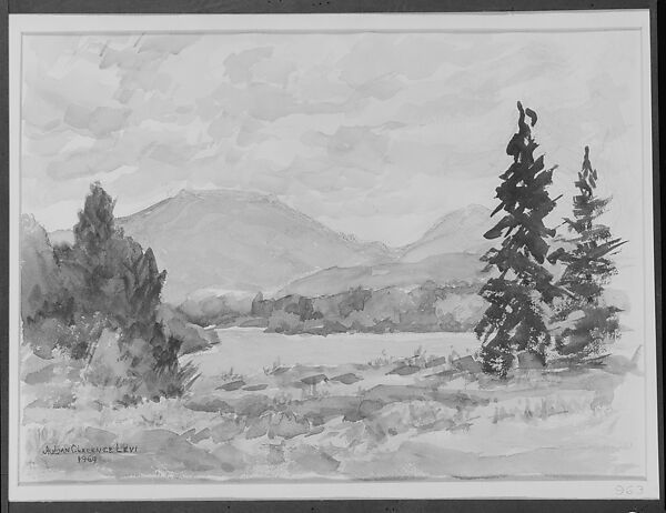 View of Mt. McKenzie and Lake—August 19, 1969, Julian Clarence Levi, Watercolor and graphite on white wove paper, American