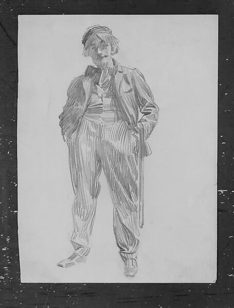 Man Standing, Joseph Christian Leyendecker (American (born Germany), Montabaur 1874–1951 New Rochelle, New York), Graphite on green wove paper, American
