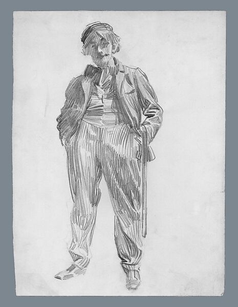 Man Standing, Joseph Christian Leyendecker (American (born Germany), Montabaur 1874–1951 New Rochelle, New York), Graphite on green wove paper, American 