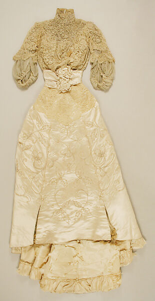 Wedding dress, silk, American 