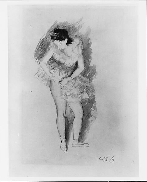 Dancer, Edward Barnard Lintott (1875–1951), Black chalk and gray watercolor on pink laid oatmeal paper, American 