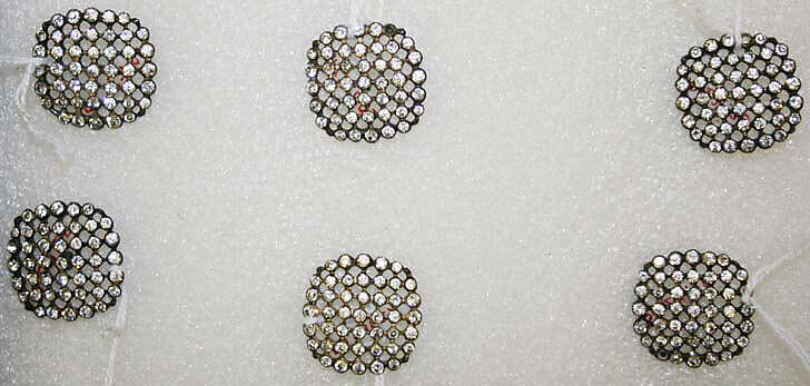 Button, metal, strass, French 