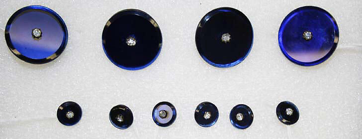 Button, glass, rhinestones, French 