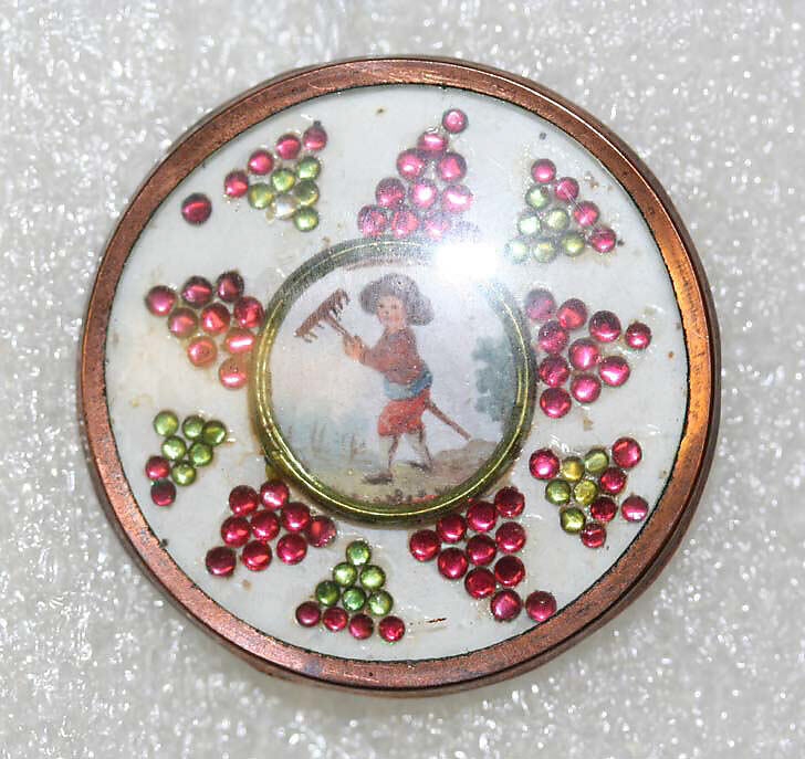 Button, ivory, mica, glass, French