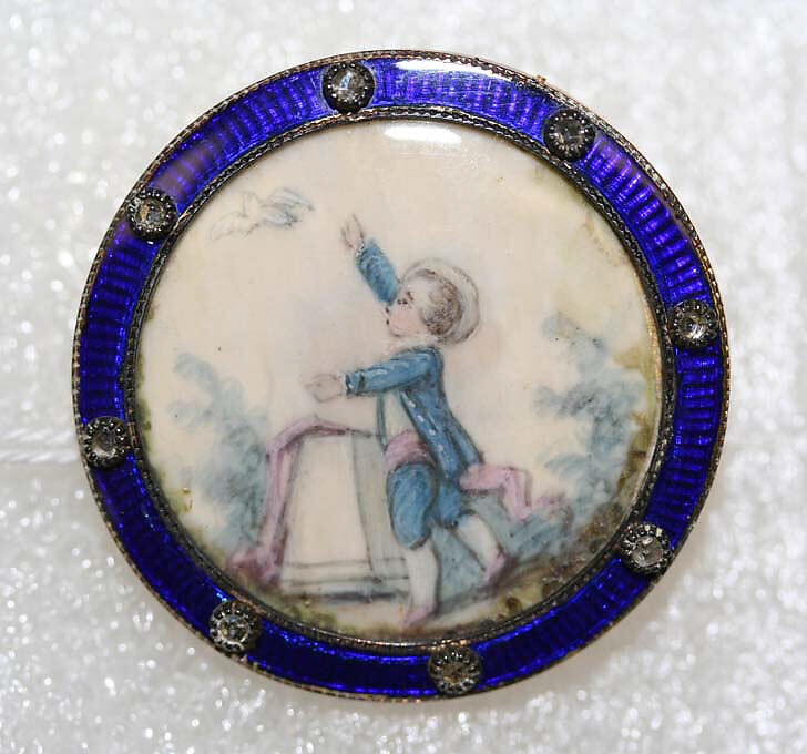 Button, ivory, metal, diamond, French