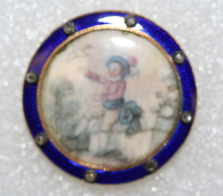 Button, ivory, metal, diamond, French