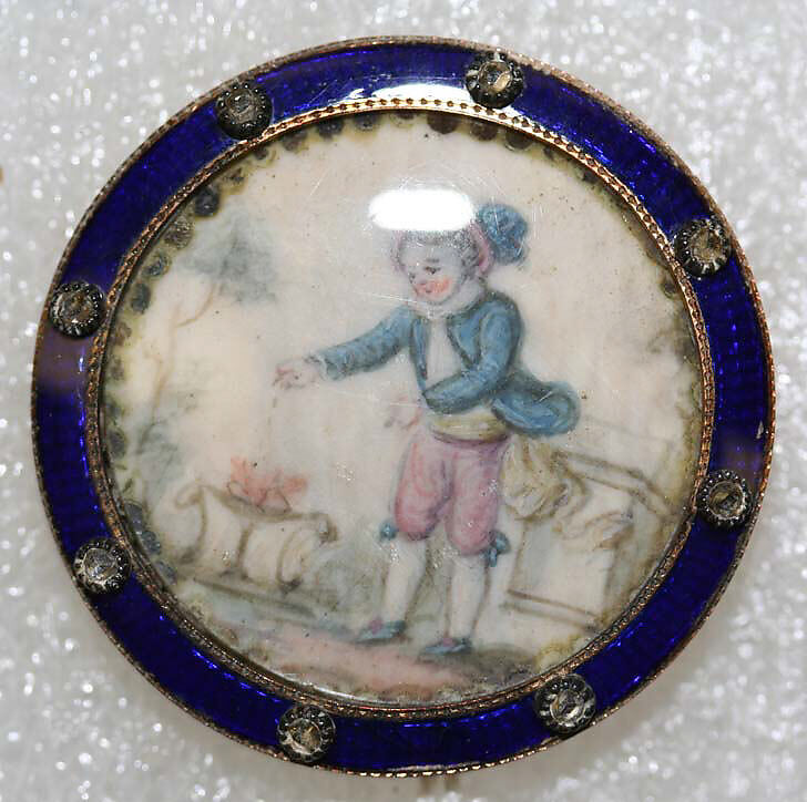 Button, ivory, metal, diamond, French