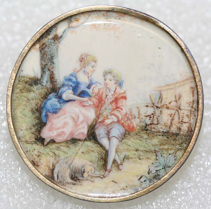 Button, ivory, glass, French