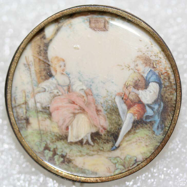 Button, ivory, glass, French