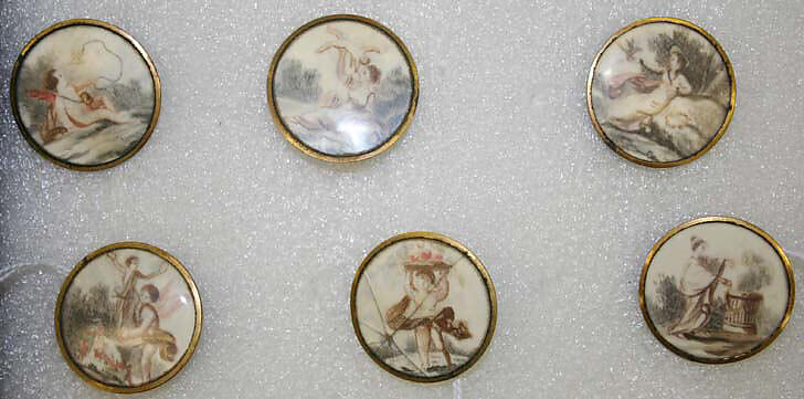 Button, ivory, glass, probably European 