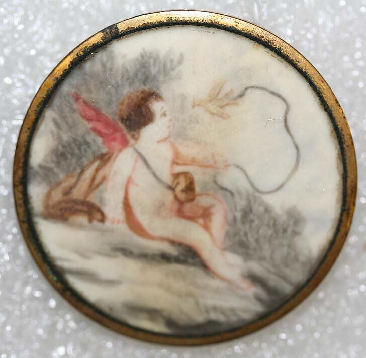 Button, ivory, glass, probably European