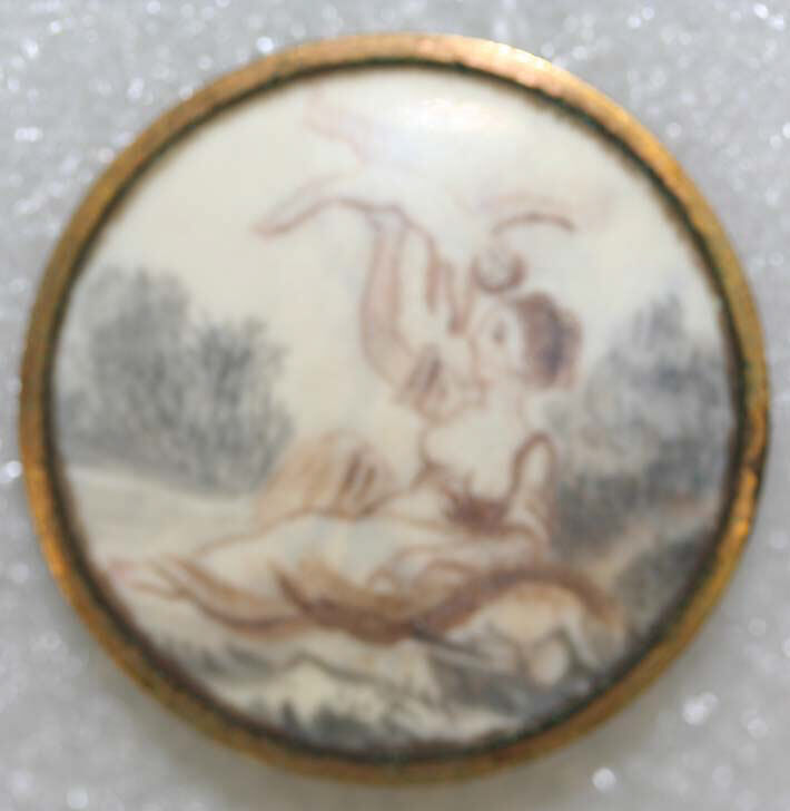 Button, ivory, glass, probably European