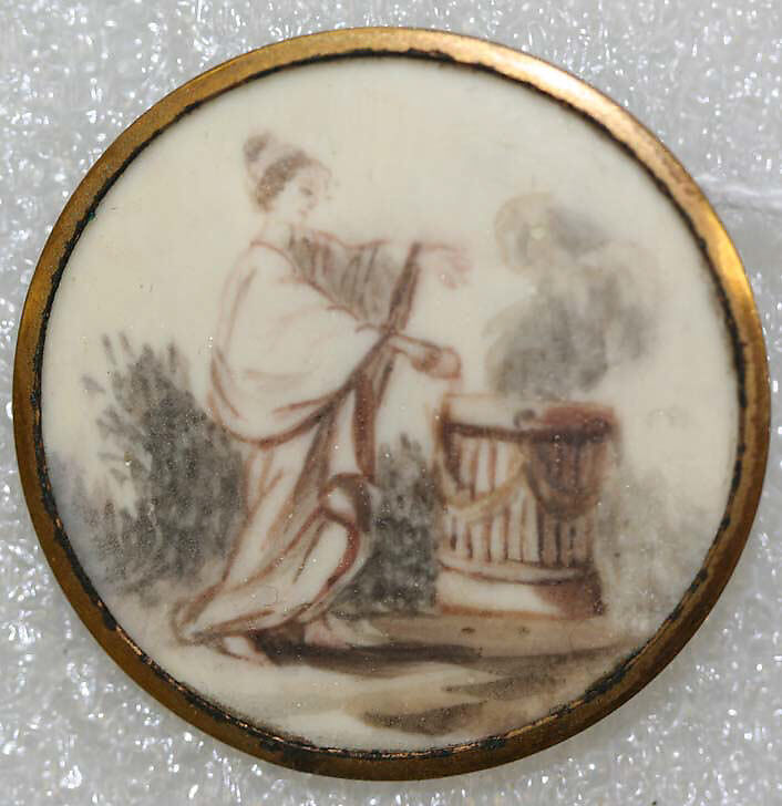Button, ivory, glass, probably European