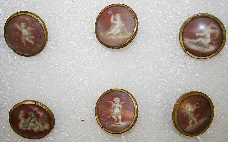 Button, ivory, glass, French 