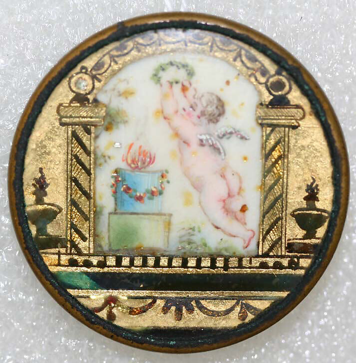 Button, ivory, glass, French