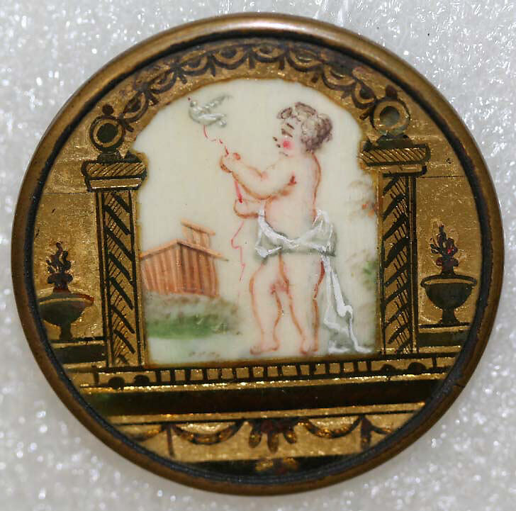 Button, ivory, glass, French