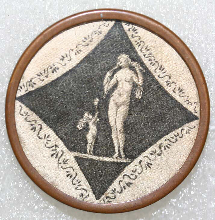 Button, silk, glass, ivory, probably European