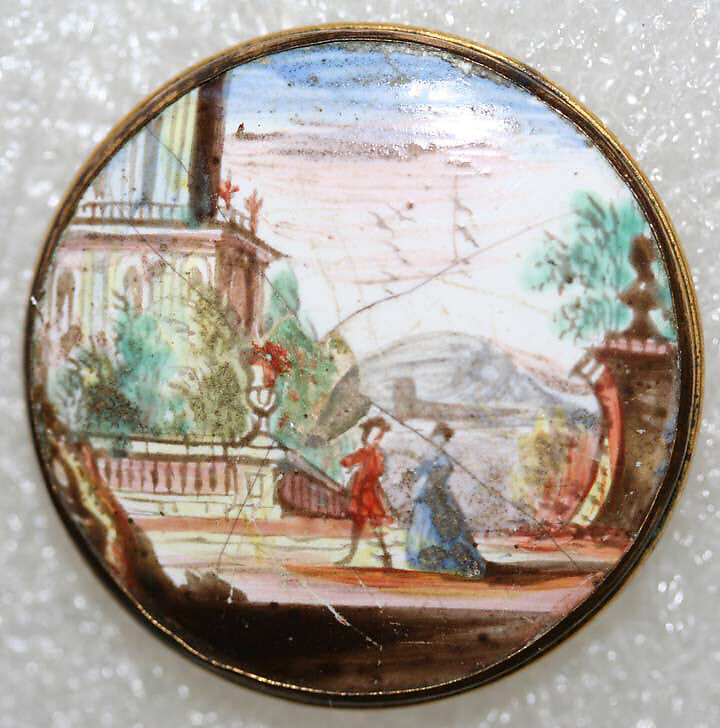 Button, enamel, ivory, British
