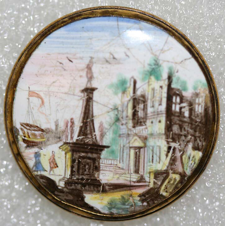 Button, enamel, ivory, British