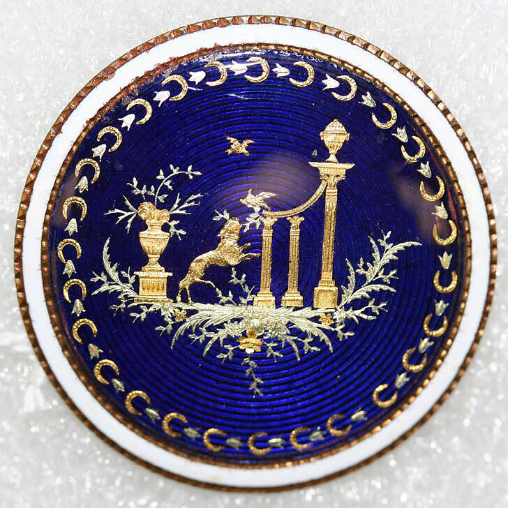Button, enamel, probably European