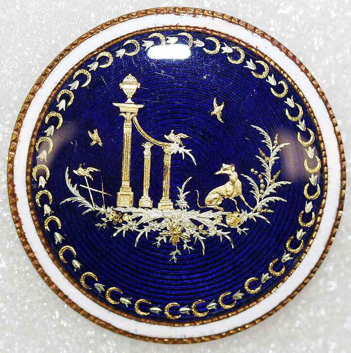 Button, enamel, probably European