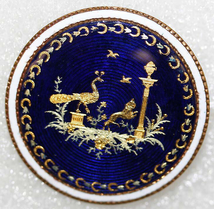 Button, enamel, probably European