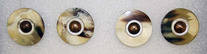 Button, horn, mother-of-pearl, metal, French 