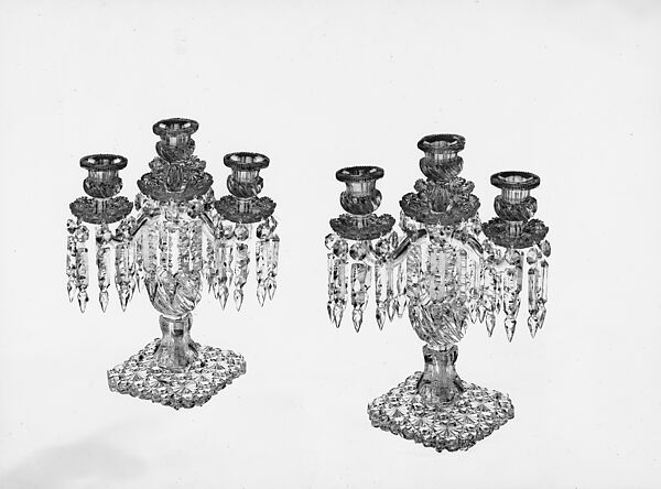 Candelabrum, Possibly T. G. Hawkes and Company, Cut blown glass, American 