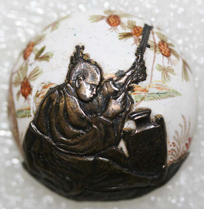 Button, enamel, metal, French