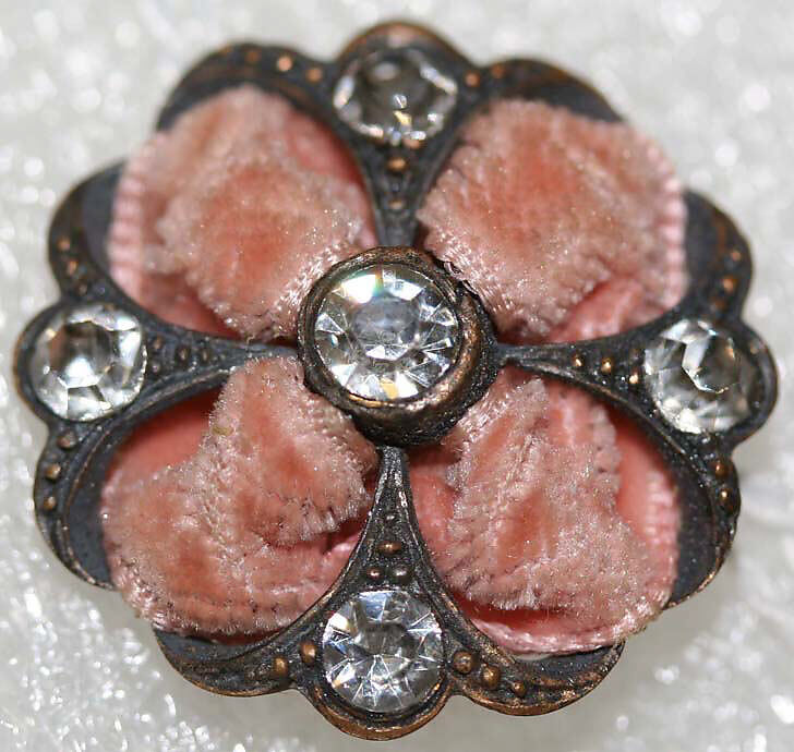 Button, metal, strass, French