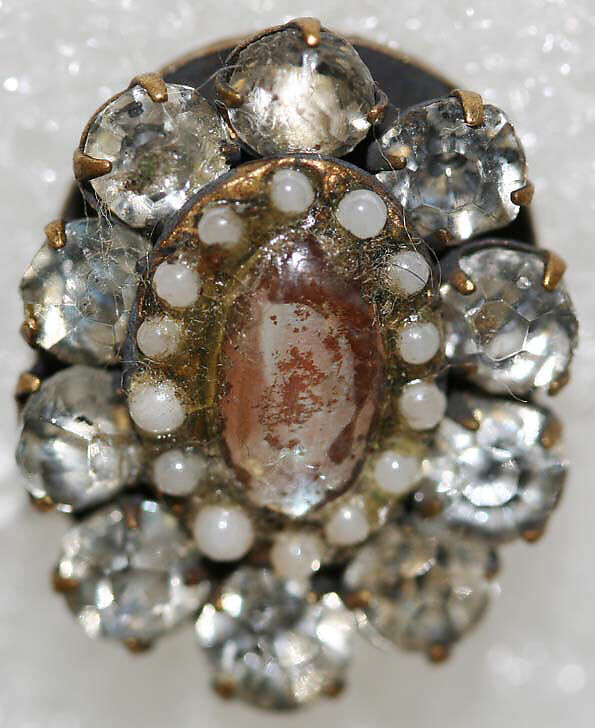 Button, rhinestone, paste, French