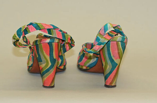 Sandals, Saks Fifth Avenue (American, founded 1924), cotton, American