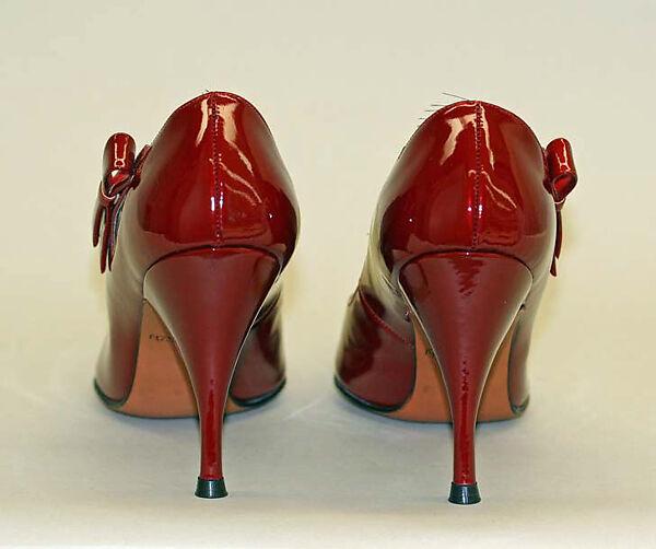 Pumps, leather, plastic (vinyl), American