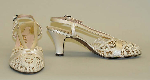 Evening shoes, Salvatore Ferragamo (Italian, founded 1929), cotton, Italian 