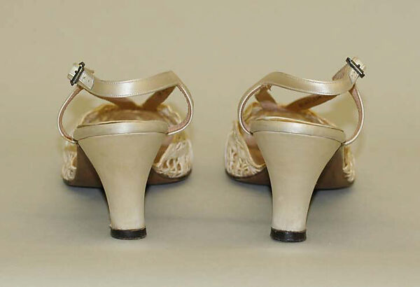 Evening shoes, Salvatore Ferragamo (Italian, founded 1927), cotton, Italian