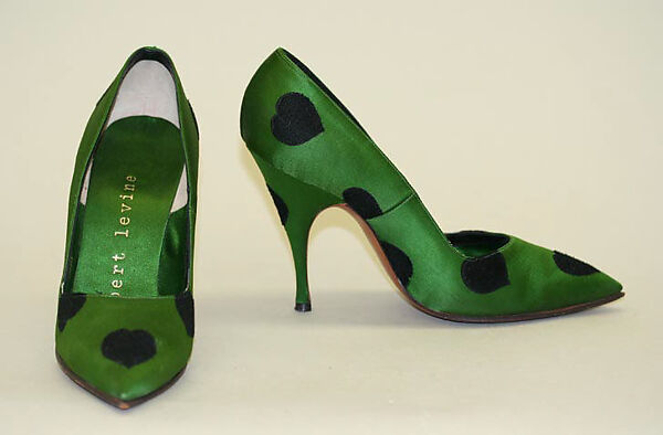 Evening shoes, Herbert Levine Inc. (American, founded 1949), silk, leather, American 