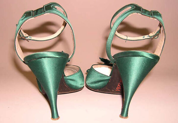 Evening sandals, House of Dior (French, founded 1946), silk, leather, French