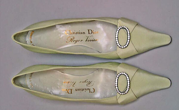 Evening shoes, House of Dior (French, founded 1946), silk, metal, glass, French