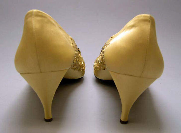 Evening shoes, Roger Vivier (French, 1913–1998), silk, glass, leather, French