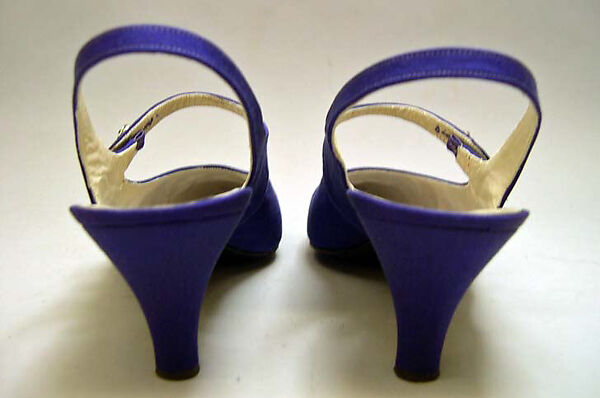 Evening sandals, Roger Vivier (French, 1913–1998), silk, leather, glass, French