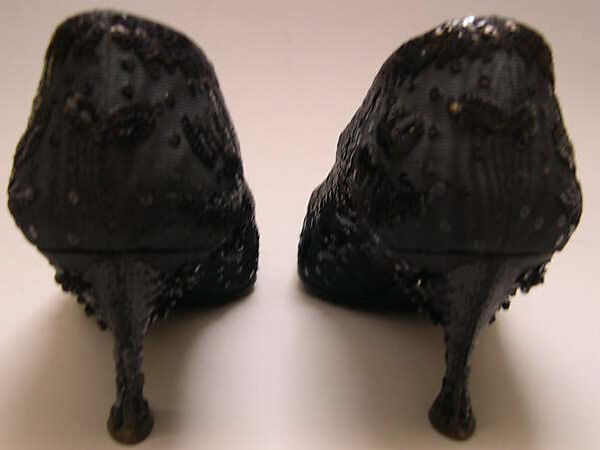 Evening shoes, House of Dior (French, founded 1946), silk, leather, plastic, glass, French